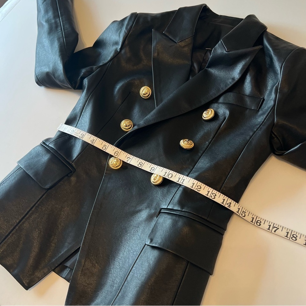 Faux Leather double breasted fitted blazer jacket, size XS/S, NWOT - Picture 8 of 16